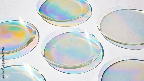 Elegant glass plates reflecting light in a minimalist setting artistic viewpoint