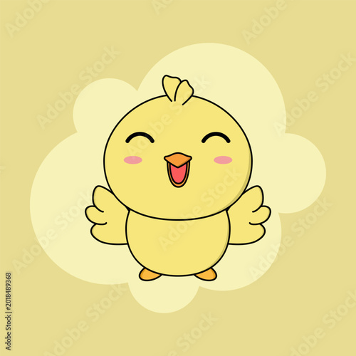 Yellow chick cartoon character vector illustration. EPS 10.