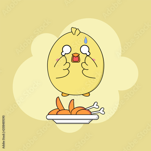 Yellow chick cartoon character vector illustration. EPS 10.