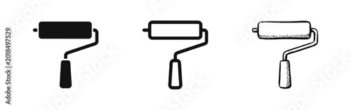 Paint roller icons for home renovation and interior design concepts