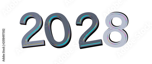 Cuadro en lienzo 2028 new year celebration design with creative 3d text and elegant rainbow gradi