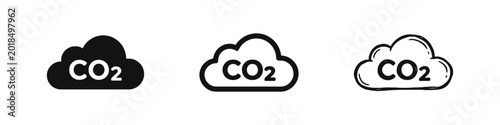 Photos CO2 cloud icons representing carbon emissions and environmental impact