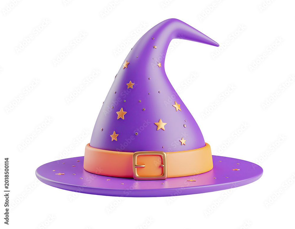 Fototapeta premium Purple Wizard Hat with Golden Stars and Buckle