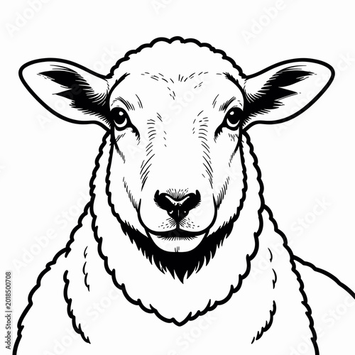 Close-up Illustration of a Sheep'S Face with Detailed Fur Texture