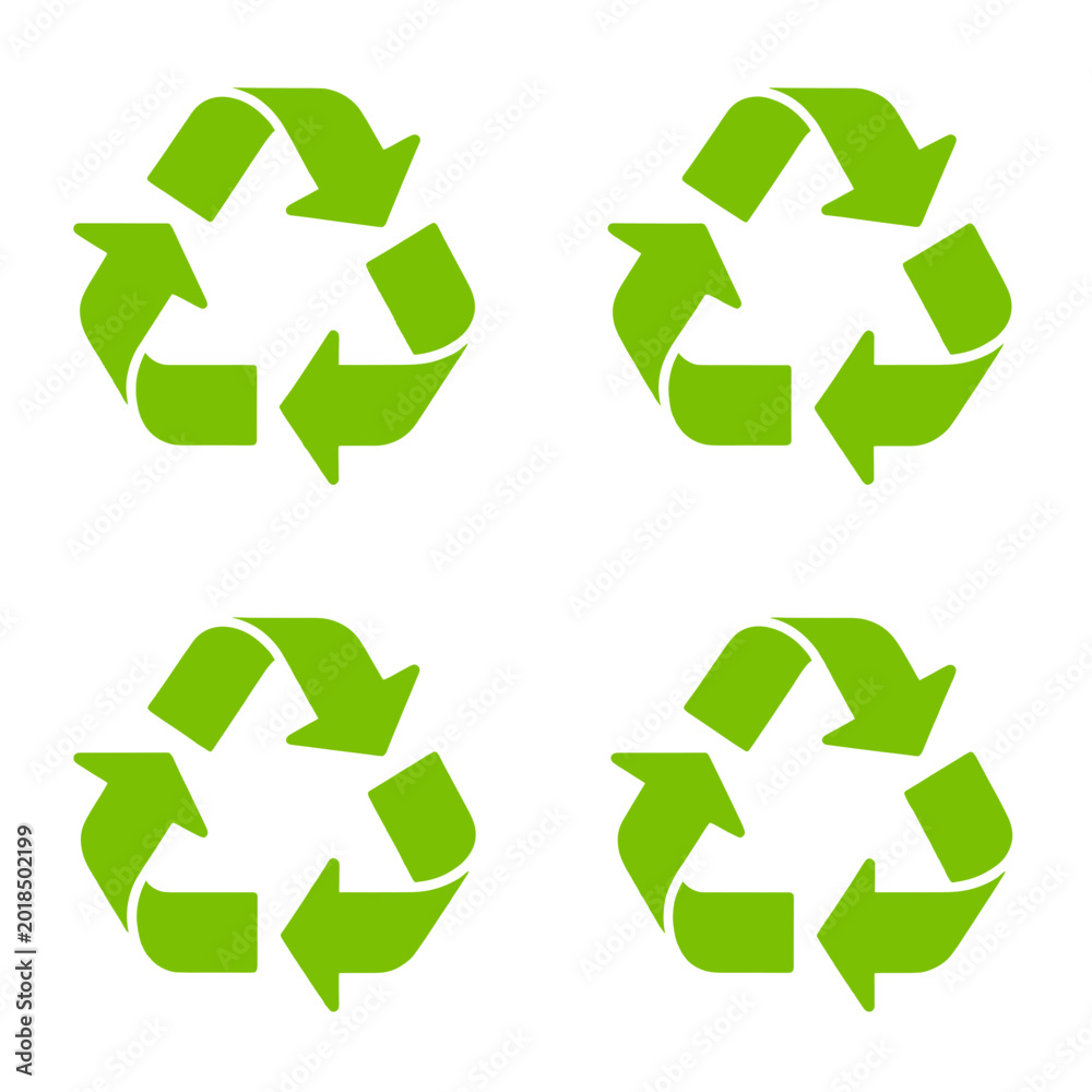 Fototapeta premium Green Recycling Symbols Arranged in Grid Pattern on White Background