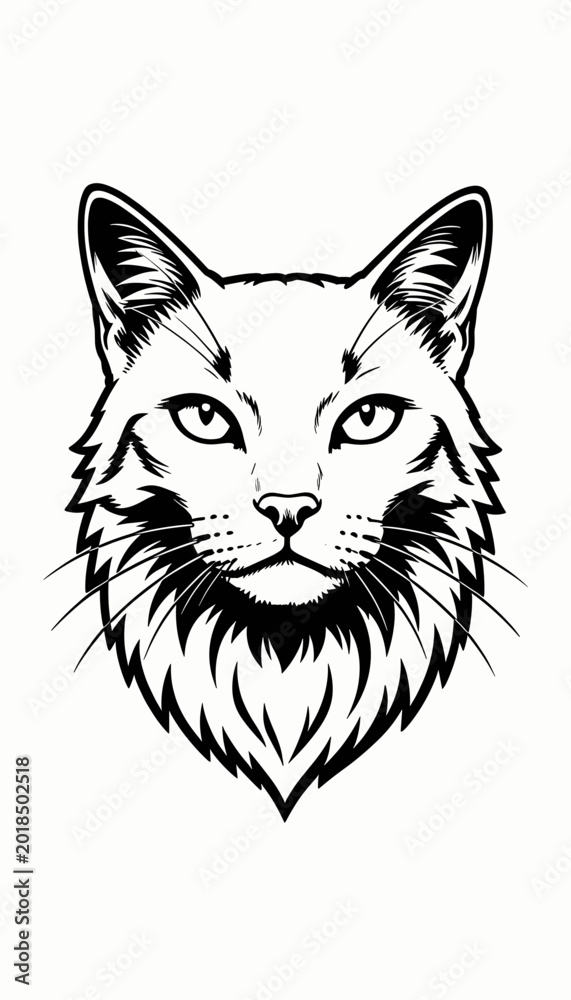 Obraz premium Lynx Head Portrait Detailed Line Art Illustration