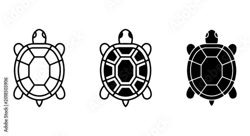 Turtle Icons, Reptile Vector Graphics, Simple Animal Silhouettes, Black and White