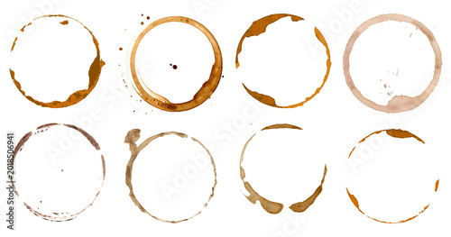 Quadro su tela Coffee stains set collection on white
