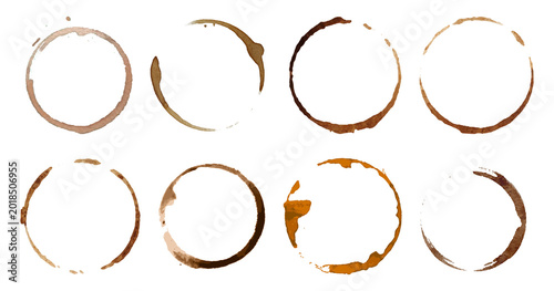 Fotografía Coffee stains set collection on white