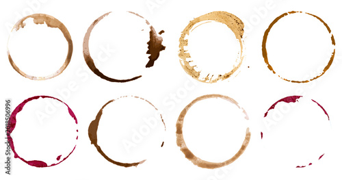 Obraz na plátně Coffee stains set collection on white