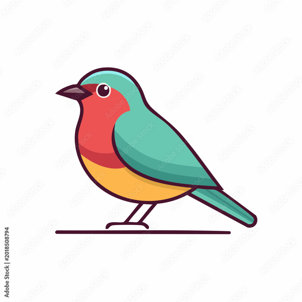 Fototapeta premium Stylized Cartoon Bird Illustration