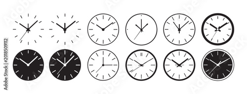 Canvastavla Set of various clock icons showing different times of day for professional scheduling and management