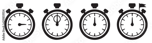 Bild auf Leinwand Stopwatch icon collection illustrating different timing scenarios and states