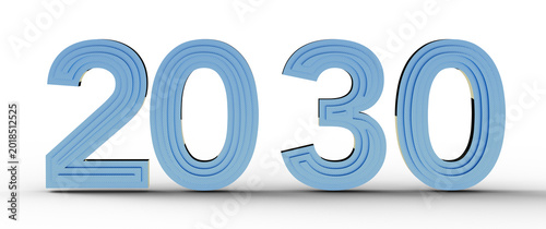 Foto Text in 3D effect of the year 2030, a design for future, new beginnings and the passage of time