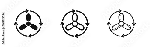 Valokuva Air Circulation and Fan Propeller Icons, Cooling System Symbols