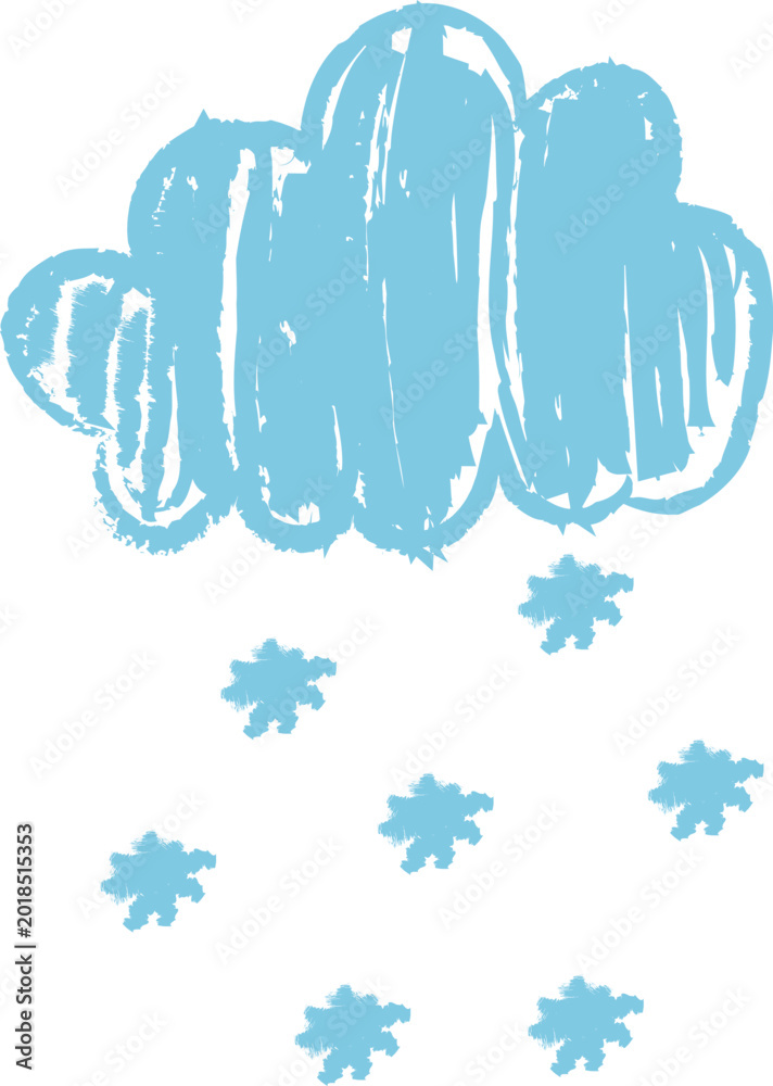 Fototapeta premium Cloud Snowfall Crayon Sketch