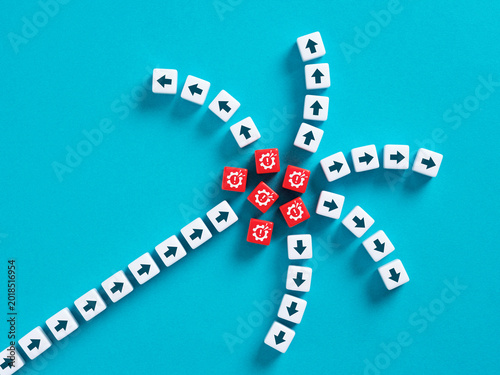 Business crisis and critical system failure concept with broken gear icons