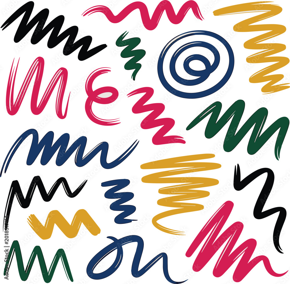 Obraz premium Colorful zigzags vector on white background.