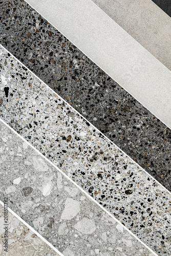 Diagonal samples of stone and concrete textures