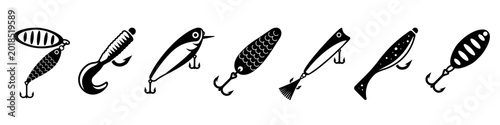 Foto fishing bait icon. Fishing lure set
