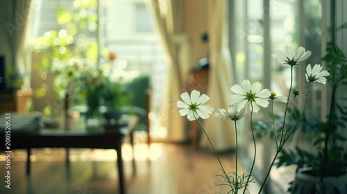 Cozy living room with flowers