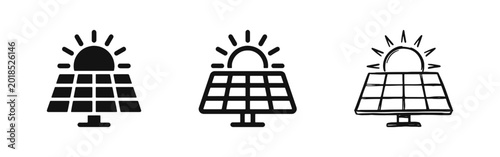 Bild auf Leinwand Solar Panel Energy Icon Set for Renewable and Clean Sustainable Power