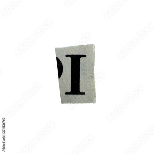Fotografía Ransom note style alphabet letter I hand-cut from vintage newspapers and magazines