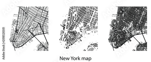 Photos New York City NYC Lower Manhattan Map Vector Set - Abstract Urban Street Grid, B