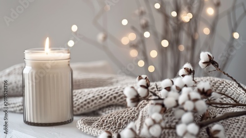 Cozy candle with cotton
