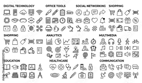 Photos Modern isolated outline icon mega pack with editable vector symbols for web desi