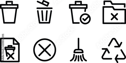 Schilderij op canvas Trash can and recycle vector illustration