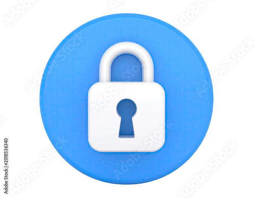 Free Download 3D Icon of a White Padlock on a Blue Circle - GFXLoad