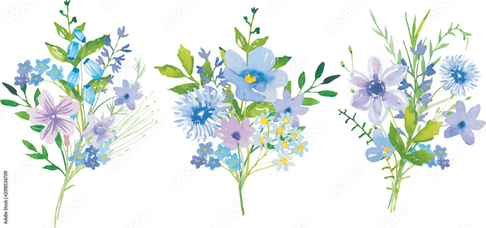 Fototapeta premium bouquet of blue flowers