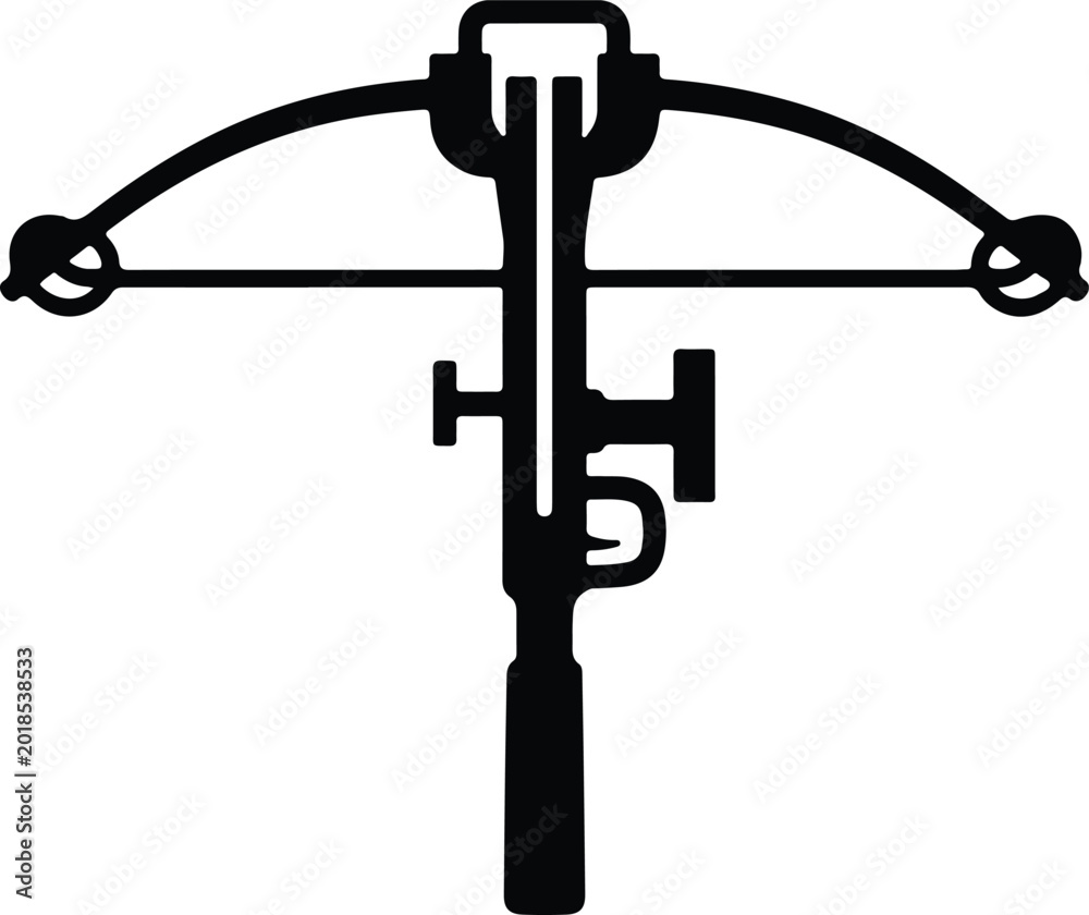 Naklejka premium Silhouette design of a classic medieval crossbow weapon for outdoor vector