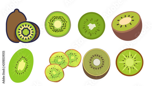 Canvastavla A Collection of Deliciously Vibrant Kiwi Slices and Whole Fruits, Perfect for He