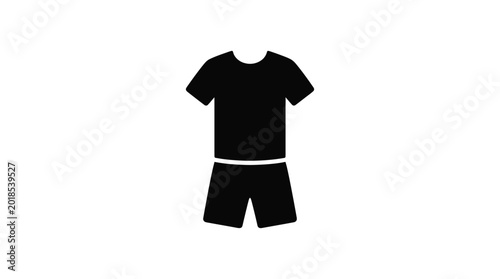 t shirt and shorts set black silhouette on a white background high quality