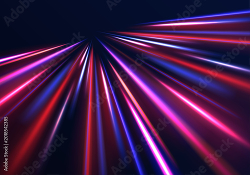 Fotografia Colorful cosmic explosion with glowing light tracks, vibrant motion effects and