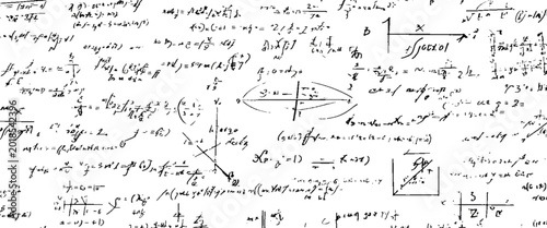 Slika na platnu Handwritten mathematical equations and diagrams on white background mathematics