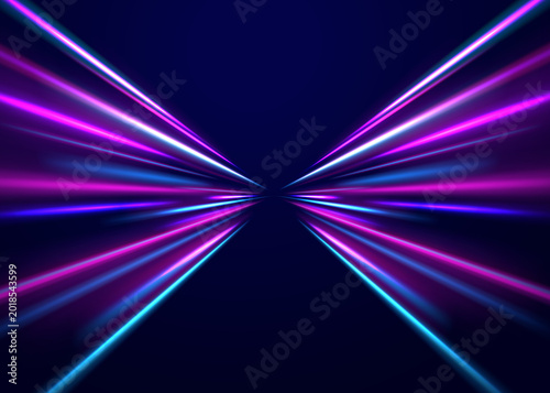 Obraz na płótnie Surreal neon energy burst with cosmic illumination, dynamic laser beams, purple