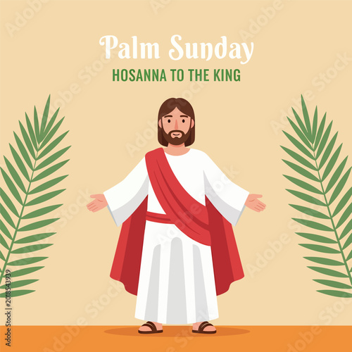 Φωτογραφία Happy palm sunday poster vector illustration design