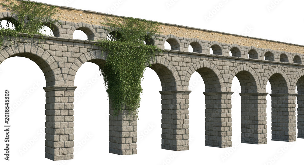 Fototapeta premium Ancient stone aqueduct with green ivy growth