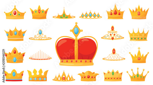Schilderij op canvas Cartoon style gold crowns