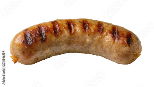 Billede på lærred Grilled juicy pork sausage with browned crust and visible texture