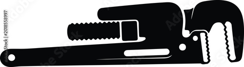 Silhouette design of a professional pipe wrench tool vector