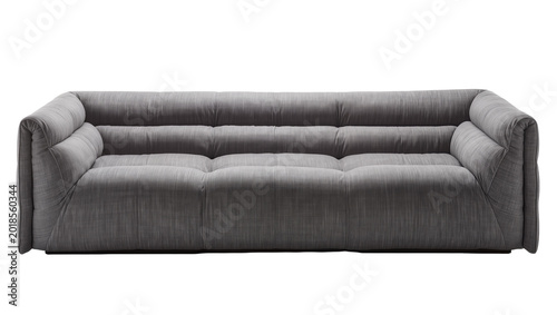 Foto Modern gray sectional sofa with boxy armrests and tufted cushions