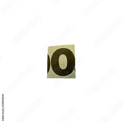 Free Download Ransom note style alphabet letter O hand-cut from vintage newspapers and magazines. Real paper collage character with authentic printed texture and handmade clipping isolated on transparent background - GFXLoad