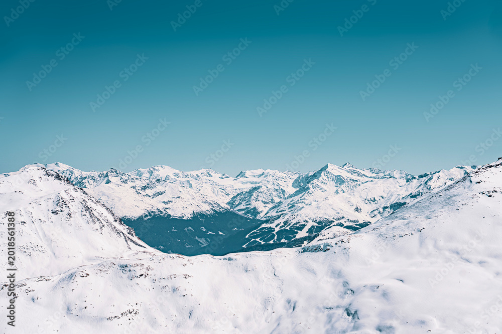 Obraz premium Panoramic winter mountain landscape in Livigno Italy