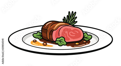 Delicious Roasted Beef on Plate.