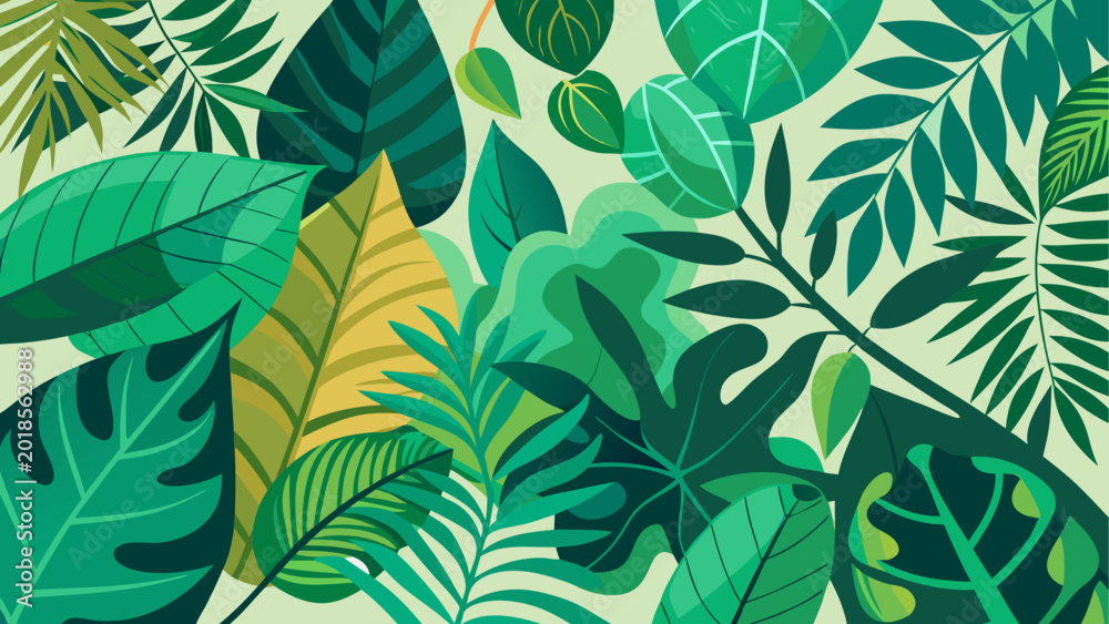 Fototapeta premium Colorful tropical leaf pattern background