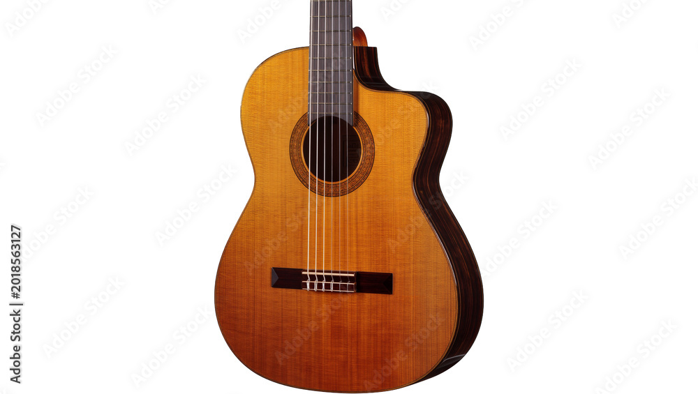 Obraz premium Classic acoustic guitar with cutaway and dark pickguard